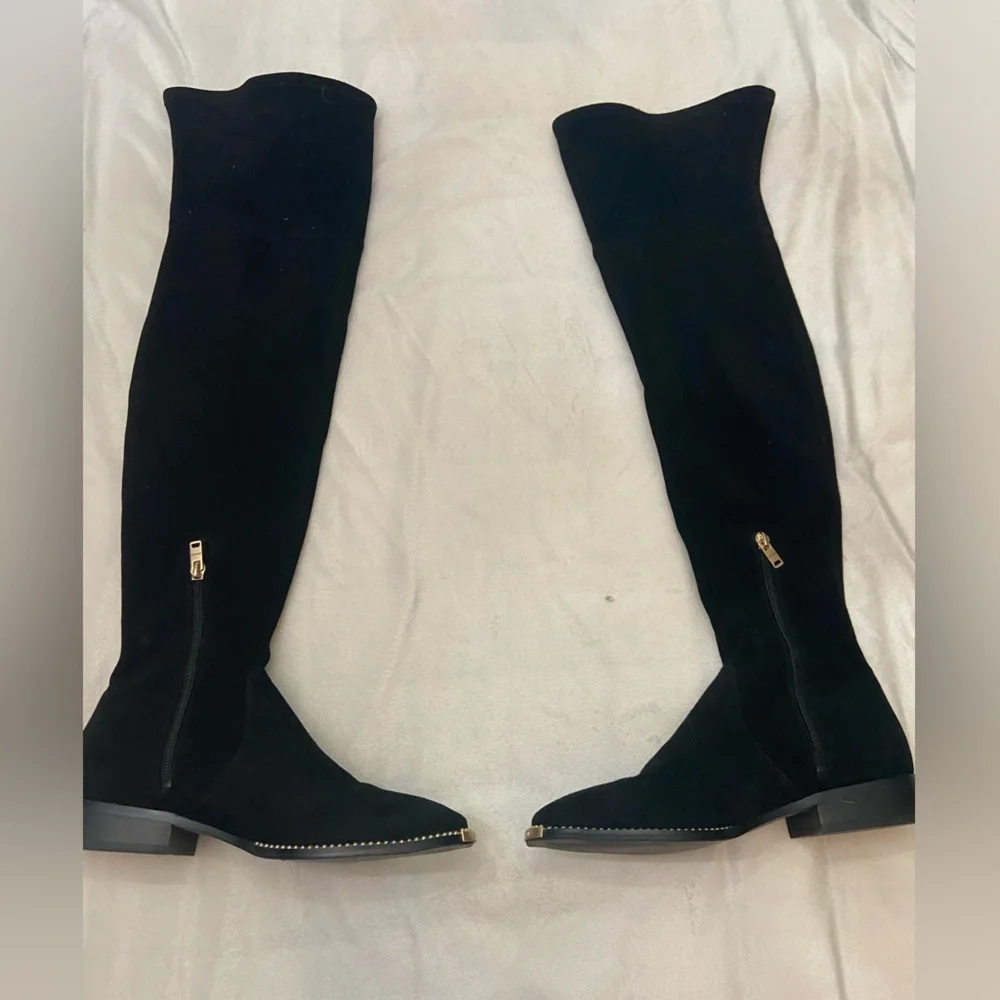 Coach Natalia Black Over the Knee Suede Boots